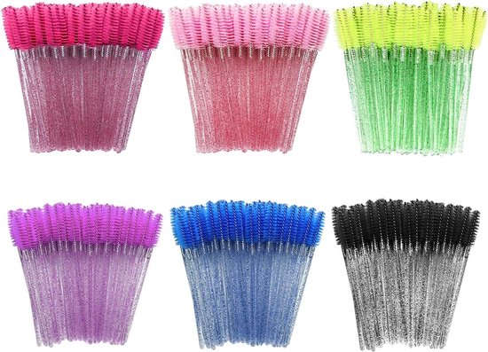 100 stuks wimperapplicatorborstel, wegwerpbare wimpermascarabestellen, toverstokjes, applicator, wenkbrauwborstel, benodigdheden voor wimperverlenging (Coloful)