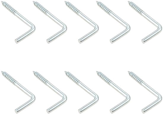 10/20 stuks vierkante gebogen haak L-bekerhanger schroef-in 7-vorm 20-40 mm wandmontage fotolijst lamp licht oogschroef(2.9 * 15 * 35mm 10pcs)