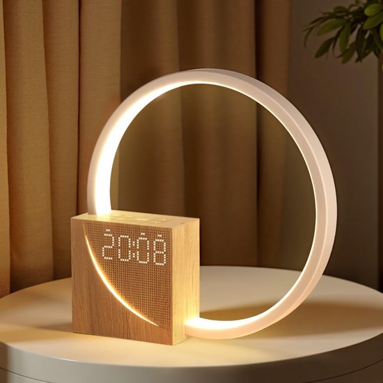 10W bedlamp met USB-oplaadfunctie, wekkerlamp, aanraakbediening, verstelbare tafellamp voor baby's en volwassenen, 3 helderheidsniveaus, nachtlampje voor woonkamer/slaapkamer. van Merkloos