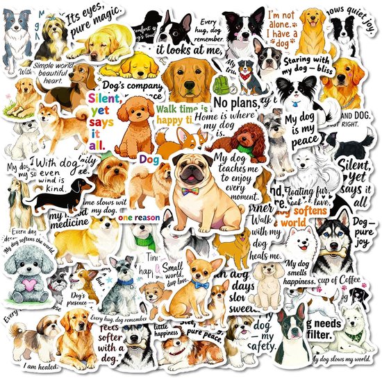 112 Stuks honden tekst stickers,troostende hondenstickers,kalmerende hondenstickers,huisdier stickers voor waterflessen,koffers,fietsen,auto's,tablets