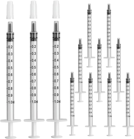 12 stuks colostrum spuit 1 ml spuit met doppen, wegwerpspuiten