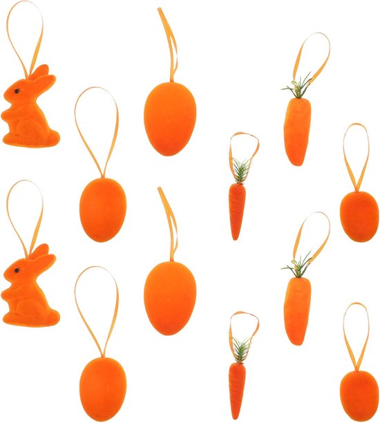 12 Stuks Delige Paasornamenten met Schuimhaas Paaseieren Wortels Lichtgewicht Hangdecoraties voor Paastak Tafeldecoratie Lente Feestversiering