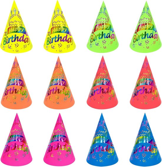 12 stuks hoeden voor verjaardagsfeest, feesthoeden
