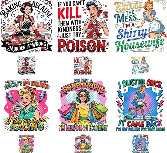 12 stuks huisvrouw op transfer 12 stijl vinyl stickers