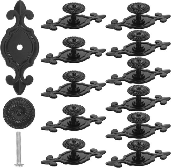 12 stuks kastgrepen met plaat, lange vintage handgrepen van zinklegering voor lades, meubeldeuren, slaapkamer, keukenkasten