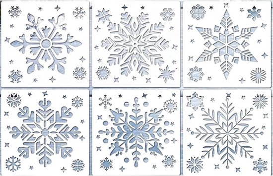 12 stuks kerst venster sneeuwspray sjabloon - herbruikbare plastic sneeuwvlok sjabloon voor vakantie decoratie op ramen, spiegels, muren en glas