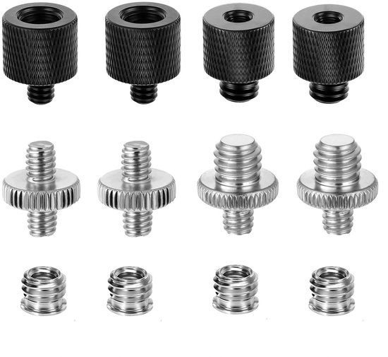 12 stuks statiefschroefadapter met opbergdozen, 1/4 naar 3/8 inch schroefdraadadapter, statiefadapter, voor schroef met opbergdozen voor camerastatieven, microfoonstatieven en lampstatief
