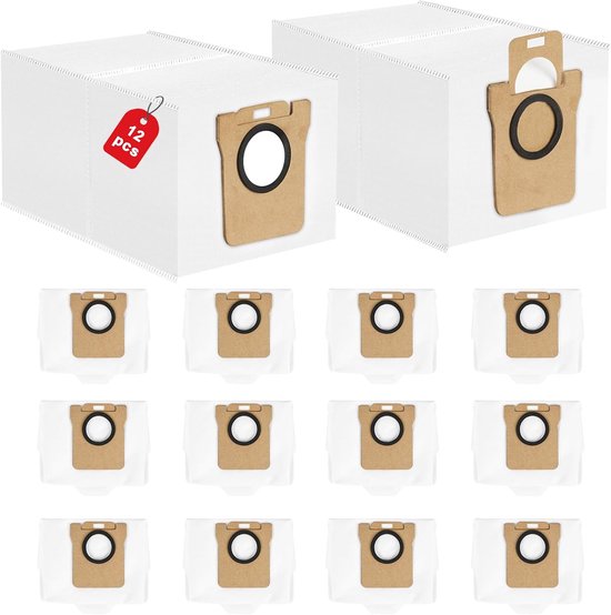 12 stuks stofzuigerzakken Compatibel met Xiaomi X10+, X20+, X10/X20 Plus, stofzuigerzak Accessoires Compatibel met Dreame L10s Pro Ultra Heat, L20 Ultra, L10s Ultra, filterzakken voor robotstofzuiger
