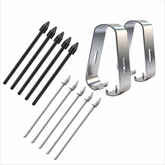 12 stuks Tips/Nibs vervanging, Stylus vervangtips set met 5 zwarte & 5 witte pennentips en 2 pincetten, compatibel met stylus-pennen voor tablets, e-readers en smartphones, Precies & Duurzaam