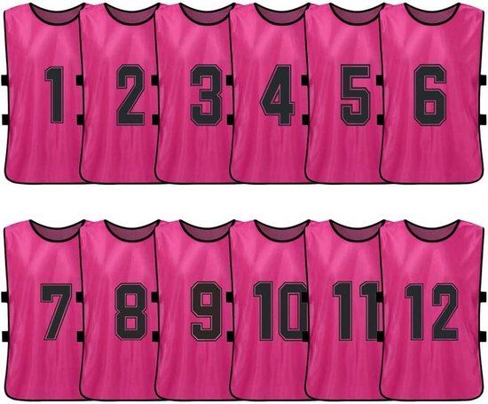 12 stuks, voetbalslabbetjes, voetbal hesjes, sneldrogende voetbalteamshirts jeugdsport scrimmage voetbalteamtraining genummerde slabbetjes oefensportvest, trainingsslabbetjes voor jongens en