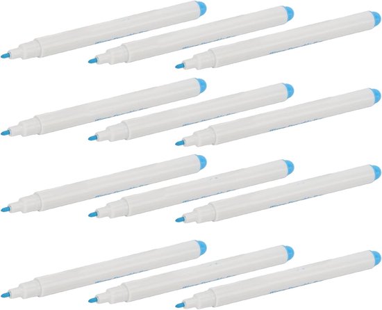 12 Stuks Wateroplosbare Stift voor Stof, Uitwisbare (blauwe in