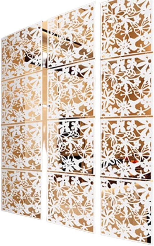 12 stuks wit scheidingswand scherm scheidingswanden hol bloemenvogelpatroon hangdoek DIY muurstickers