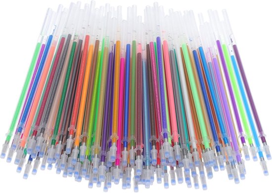 120 stuks kleurrijke gelpenvullingen, veelkleurige peninktvullingen, inclusief metallic pastel glitter neon kleurtypen voor het kleuren van scrapbooking, tekeningen, 0,8 mm