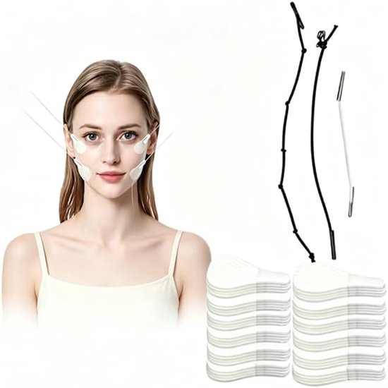 120 stuks onzichtbare gezichtslifting-pleisters, gezichtslifting met touwen, onzichtbare gezichtslifting voor direct V-vorm-effect, gezichtspleisters voor dubbele kin en rimpels