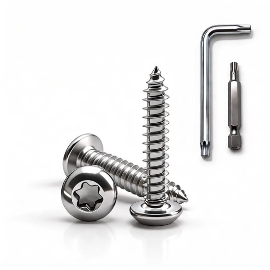 120 stuks plaatschroeven, M4 x 16 mm, zelftappende diefstalbestendige schroeven, roestvrij staal, torx-lenskopschroeven, roestvrijstalen schroeven, zelftappend