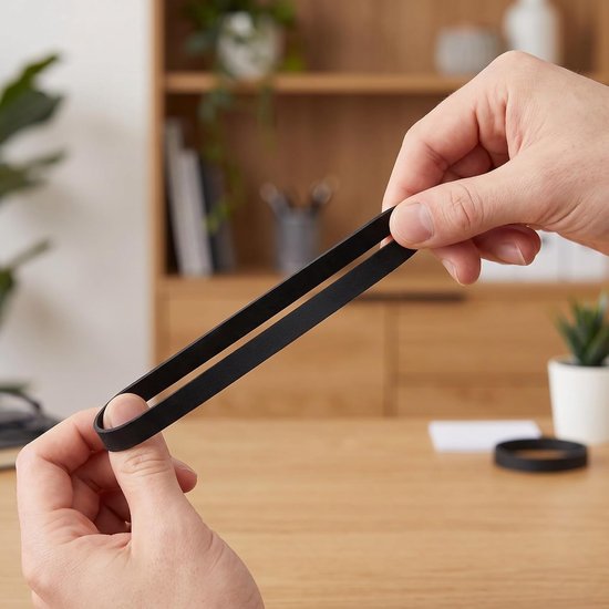 120 Stuks Zwarte Elastische Rubberen Banden Dik Elastisch Veelzijdig Inzetbaar voor Kantoor School Haarstyling Knutselen Keukenbinding Duurzaam Sterk