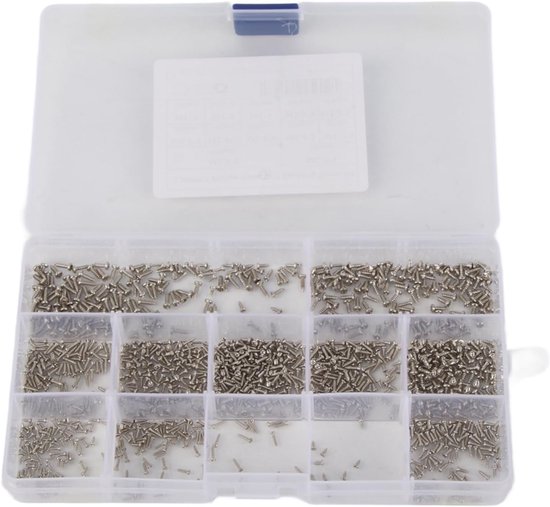 1200 stuks zelftappende schroeven, koolstofstalen schroeven met hoge hardheid met opbergdoos, slijtvaste ronde kopbevestiging voor meubelmontage (silver screw box-Type A)