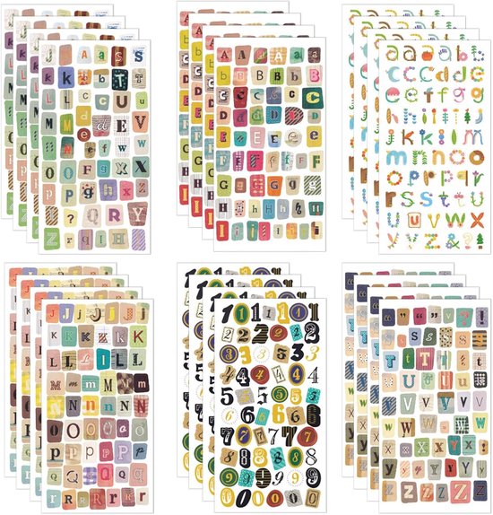 1296 Stuks Vintage Stickers, 24 Vellen Scrapbook Etiketten Graffiti, Schattige Oude Letters Cijfers Zelfklevende Versieringen Voor Dagboek Doe-Het-Zelf Creatief