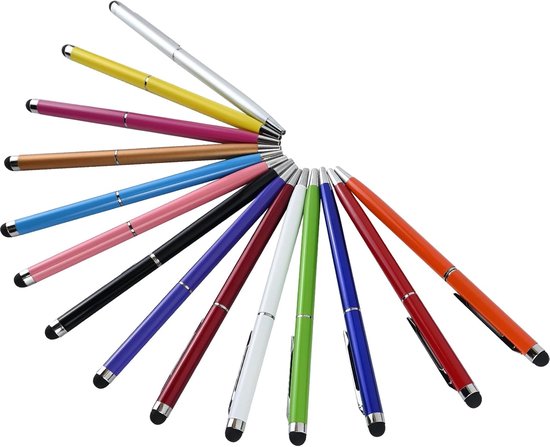 14 stuks balpen met touchpen, tablet-pen voor alle tablets, metalen stylus touchscreen-pen, balpen, hoogwaardige touchpen, voor iPad, iPhone Kindle mobiele telefoon, alle capacitieve