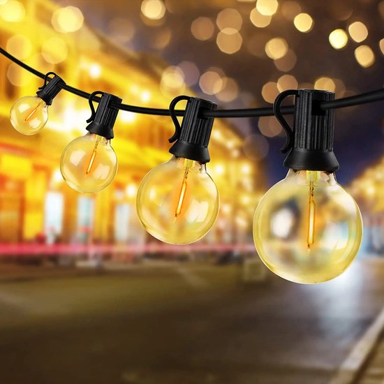 15 meter 25 Led G40 Solar Globe Led Lichtslingers Buiten Waterdicht Onbreekbaar Solar Hanglampen voor Achtertuin Bistro Decoratie Licht