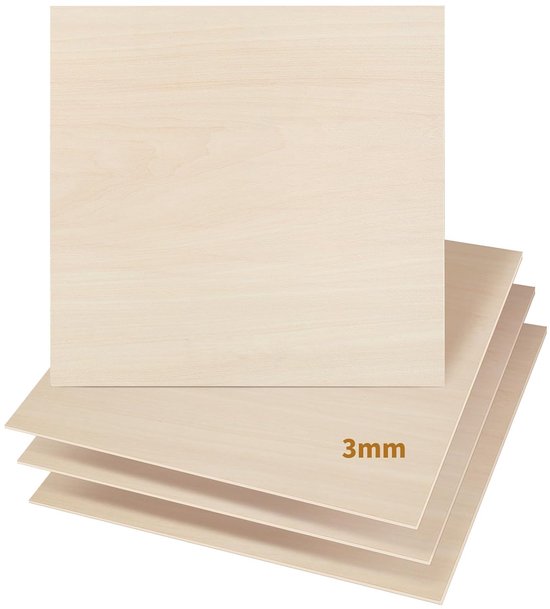 15 stuks 3mm multiplex platen 300x300x3mm Craft multiplex voor lasersnijden lasergraveren hout branden bouw model, 3mm Bass Wood Sheet 1/8 "x11.8 "x 11.8" Onbewerkt hout