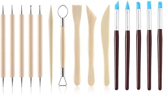 15 stuks modelleergereedschap, reliëfstiftset met dubbel uiteinde, sculptuur klei snijgereedschap kit sculpting tools klei keramiek, voor modelleren, snijwerk, doe-het-zelf handwerk en artistieke