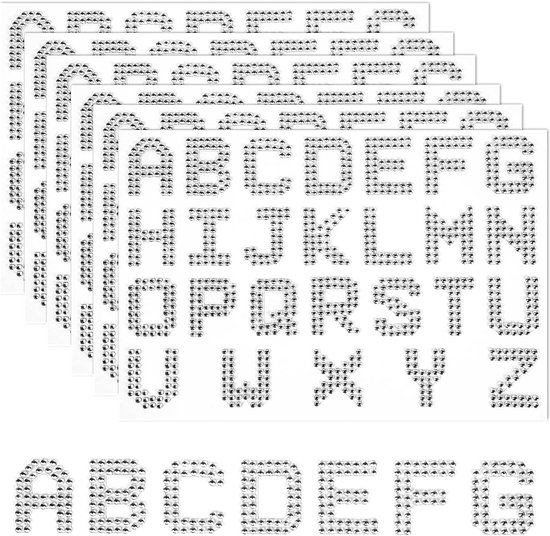 156 Stuks Strass Briefstickers, 6 Vellen Zelfklevend Glitterletters voor Handwerk Diamantbriefstickers Bling Lettersstickers voor Doe-Het-Zelf Kunstambacht Kledingdecor (Zilver)