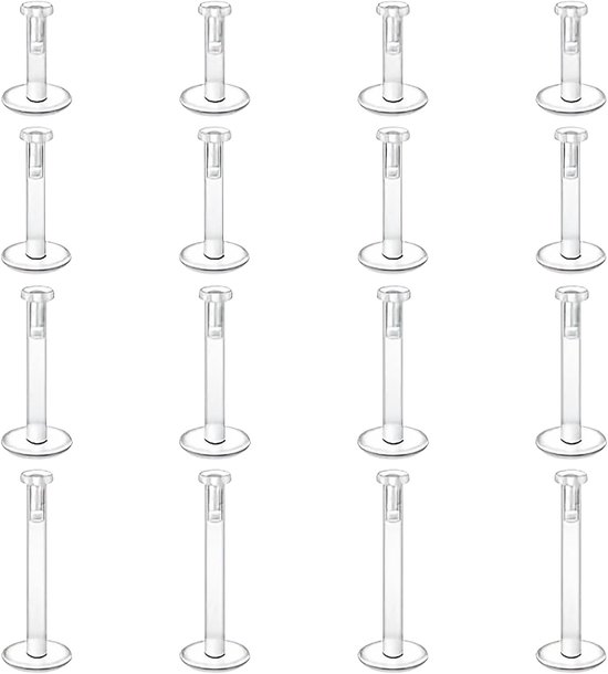 16-delige labret-piercing, lippiercing, navel, helder, set - navelring zwangerschap - zachte kunststof, compatibel met Medusa Madonna, wenkbrauwen, neus, lippen, kraakbeen, oorset
