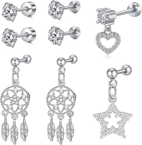 16 g roestvrij staal kraakbeen helix tragus stud oorringen 6 mm 8 mm platte achterkant diamant lip labret bar zilver zwart rose goud