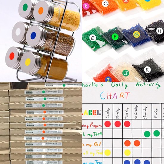 16 stuks ronde kleurrijke stickers, kleurrijke stickers, ronde zelfklevende etiketten voor kantoor, thuis, school, kinderen, vrije tijd, diameter 8 mm