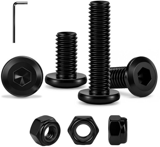 16 Stuks Schroeven M6x40mm Zwart, Platte Kopschroeven Binnenzeskant