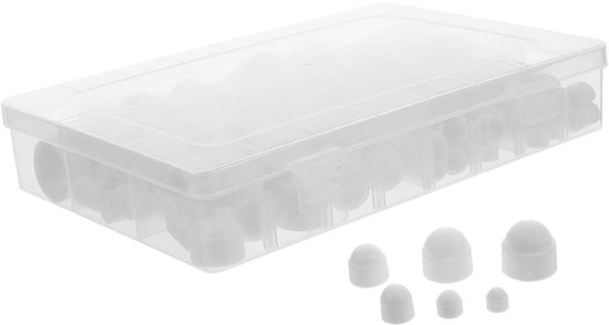 160 Stuks Witte Rubberen Zeshoekige Moerdoppen Set Universele Draadbeschermers Schroefkapjes voor Moerbescherming Duurzaam Nauwkeurig Passend met Compacte Opbergdoos
