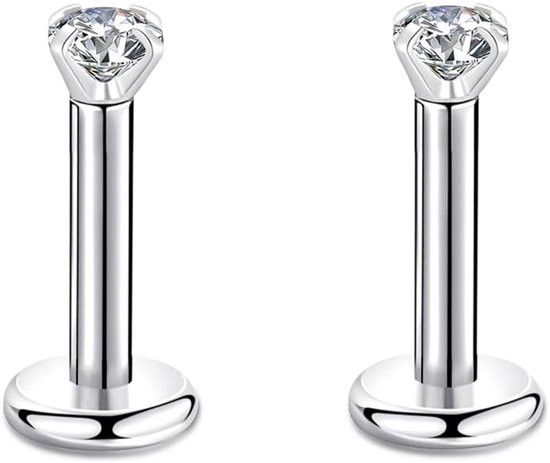 16G 6mm/8mm Bar 2/3/4mm Cubic Zirconia Gem Oor Kraakbeen Tragus Helix Studs Oorbellen Lip Labret Piercing