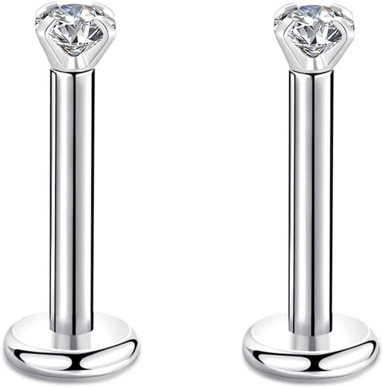 16G 6mm/8mm Bar 2/3/4mm Cubic Zirconia Gem Oor Kraakbeen Tragus Helix