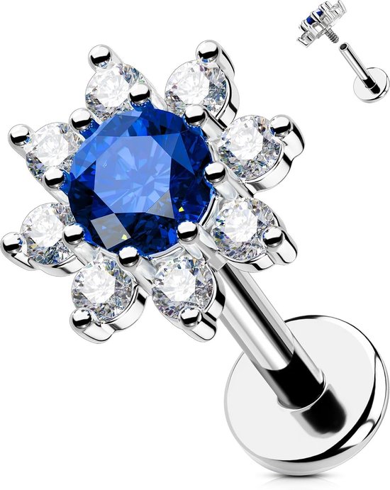 16G binnendraad helix piercing chirurgisch staal 316L bloem piercing tragus piercing conch 6mm piercing tragus CZ piercing oor helix dames