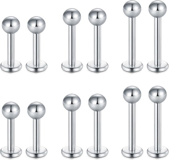 16G Chirurgisch Staal Labret Piercing Monroe Lip Piercing Tragus Helix Oor Piercing Sieraden 6mm 8mm 10mm
