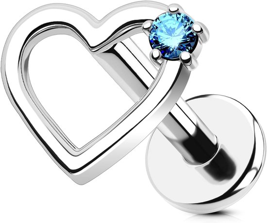 16G Hart kraakbeen oorpiercing titanium G23 helix ring binnendraad conch earring 6 mm helder / blauw / roze / groen CZ lichaamspiercing voor dames labret piercing