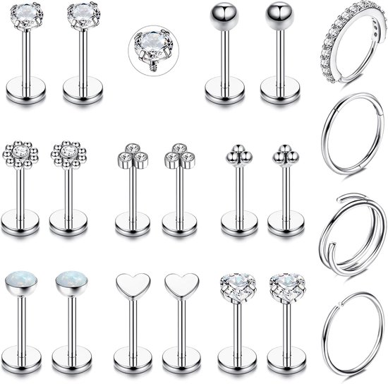 16G neuspiercing chirurgisch staal piercing oor zilver goud piercing tragus conch septum helix lip kraakbeen piercing oorringen hypoallergeen dames piercing sieraden
