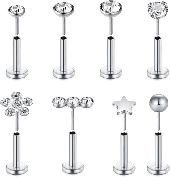 16G Rvs Labret Lip Stud 6mm Tragus Helix Kraakbeen Lip Studs Neus Stud Oorbellen Piercing Sieraden