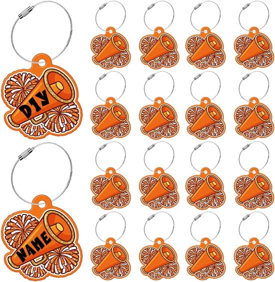 18 stuks cheerleading bagagelabels reizen koffer etiketten identificatielabel met metalen ring cheerleading pompon pompon hanger