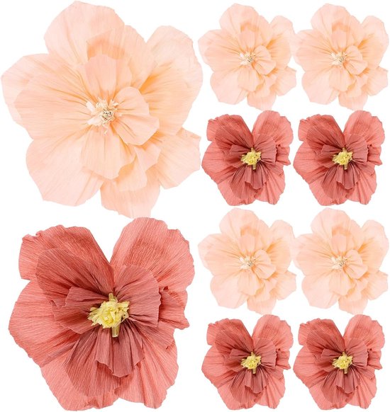 18 Stuks Delige Papieren Crepebloemen in Pasteltinten Weerbestendig voor Bruiloftsdecoratie Verjaardagsfeest Eenvoudig Te Monteren Kunstbloemen Muurversiering