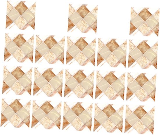18 Stuks Delige Zelfklevende Tegelstickerset Waterbestendig Hittebestendig Imitatie Marmer Mozaïek Design Bruine Koffiekleurige Muurdecoratie voor Keuken Badkamer