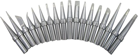 18 stuks ET vervangende soldeerpunten, gebruik voor WES51 WES50 WESD51 WE1010NA W1010 WE1010EU WTL1000S-0 WECP-20 PES51 PES50 LR21 LR20 soldeerstation ijzeren greeppunt soldeerboutpunt