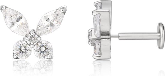 18G Titanium Tragus Piercing, 2 Stuks Medische Lip Piercing Labret Plug Pressfit Draadloze Hypoallergene Helix Piercing voor Tong Wenkbrauw Lip Septum Neus Oor Piercing