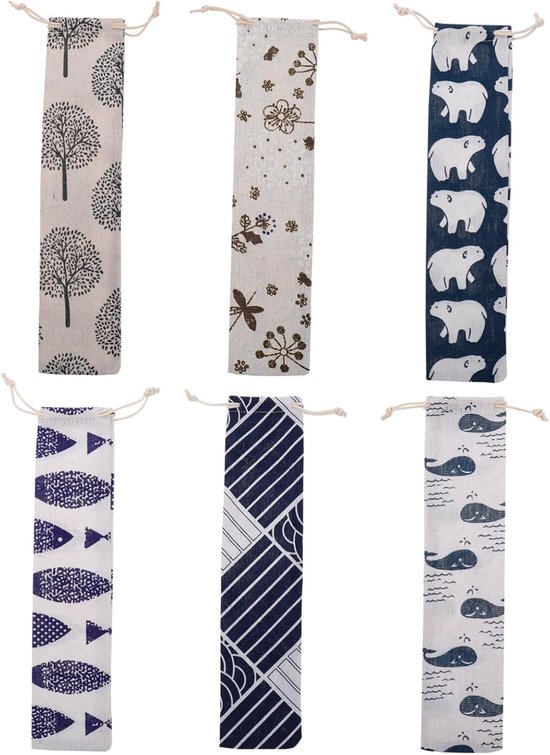18stuks Delige Japanse Stijl Opbergtassen Voor Tandenborstels Assortiment Kleuren Opbergen Van Messen Vorken Andere Artikelen Gemaakt Van Imitatie Zorgvuldig Genaaid