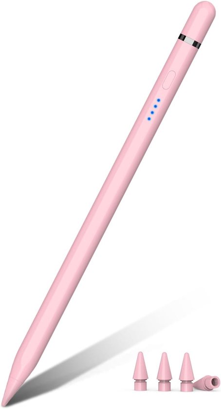 1e generatie voor iPad (2018-2025), 30 mins snel opladen met helling& palm rejectie, pen voor iPad compatibel met Air 3/4/5/M2/M3, Mini 5/6, i-Pad 6-11, Pro 11"/12,9"/13" M4 (roze)