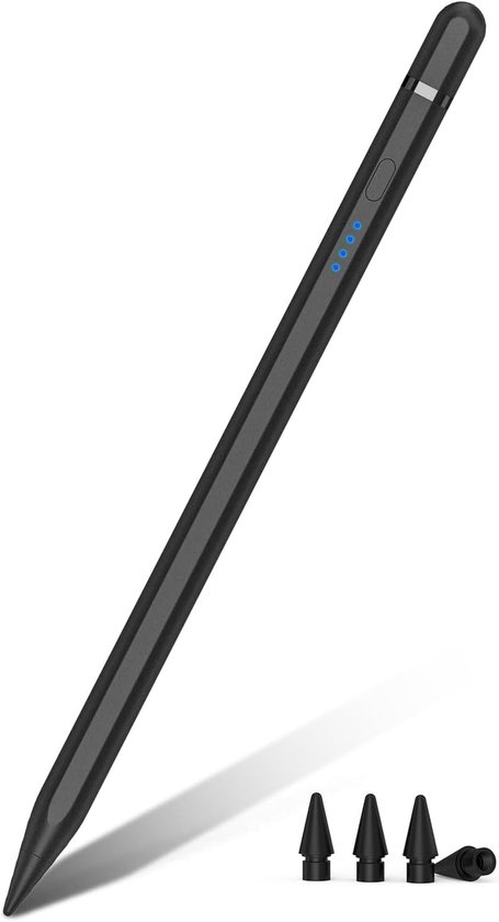 1e generatie voor iPad (2018-2025), 30 mins snel opladen met helling& palm rejectie, pen voor iPad compatibel met Air 3/4/5/M2/M3, Mini 5/6, i-Pad 6-11, Pro 11"/12,9"/13" M4 (zwart)