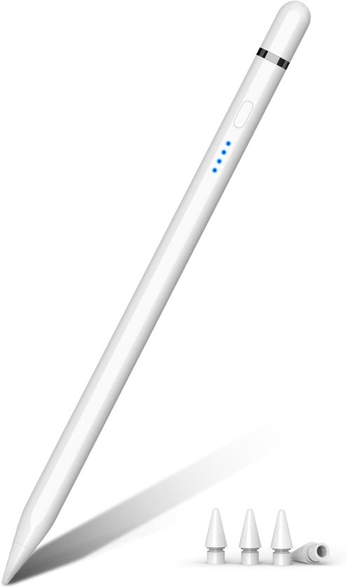 1e generatie voor iPad (2018-2025), 30 mins snel opladen met helling& palm rejectie, pen voor iPad compatibel met Air 3/4/5/M2/M3, Mini 5/6, i-Pad 6-11, Pro 11"/12,9"/13" M4(wit)