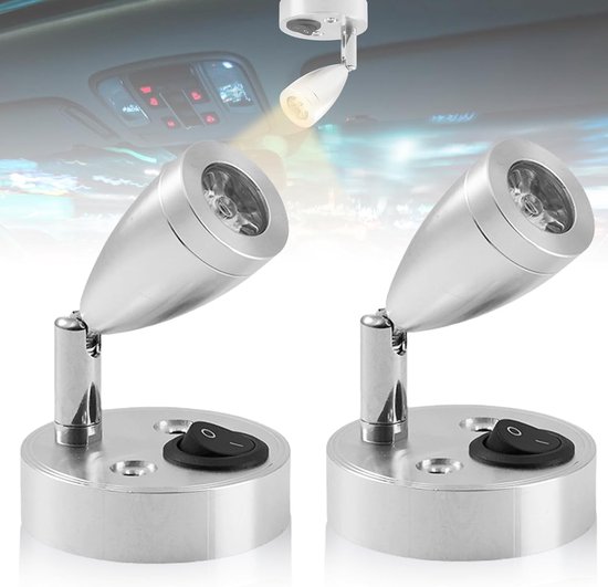2-delige 12V LED-leeslamp voor campers en caravans - Binnenverlichting met verstelbare schakelaar - 3W - Warm wit 3000K - Voor maritiem gebruik van Dream Lighting