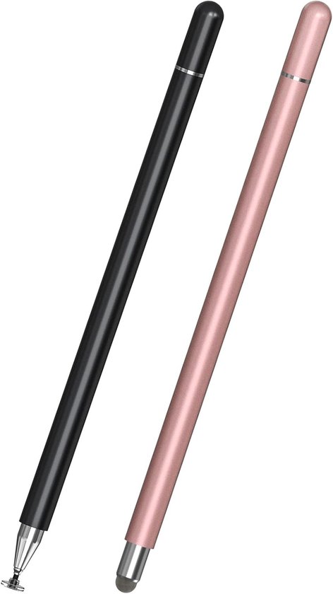 2-delige stylus, tabletstylus, 2-in-1 stylus, compatibel met alle tablets en smartphones, Geschikt voor iPhone, iPad, Samsung, Lenovo, Surface, Huawei, Xiaomi, Android, iOS, etc. (Zwart + Roségoud) van Zoonnis
